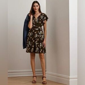 Lauren Ralph Lauren, Floral Flutter-Sleeve Dress, Regular & Petite, US 16